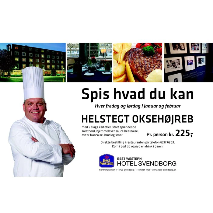 "Spis hvad du kan" oksehøjreb med tilbehør på Best Western Hotel Svendborg